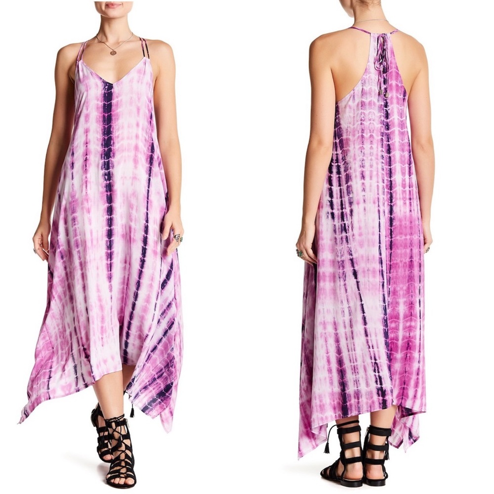 Love Stitch Tie-Dye Handkerchief Maxi Dress Size M
